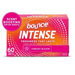 Bounce Intense Dryer Sheets, Vibrant Bloom, 60 Count, Scent Boosting Dryer Sheet