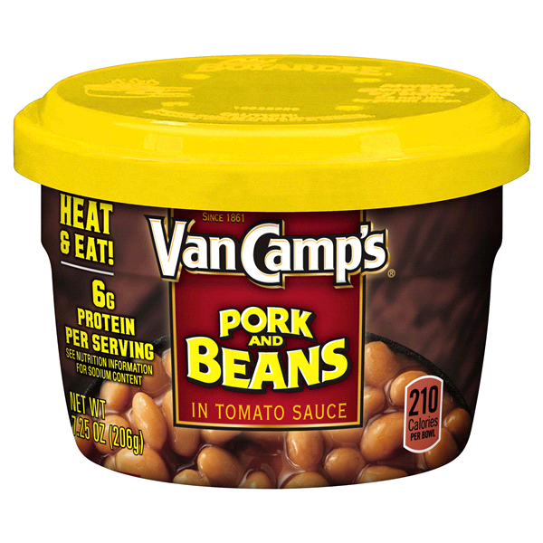 slide 1 of 1, Van Camp's Pork and Beans Microwavable Cups, 7.25 oz., 7.25 oz