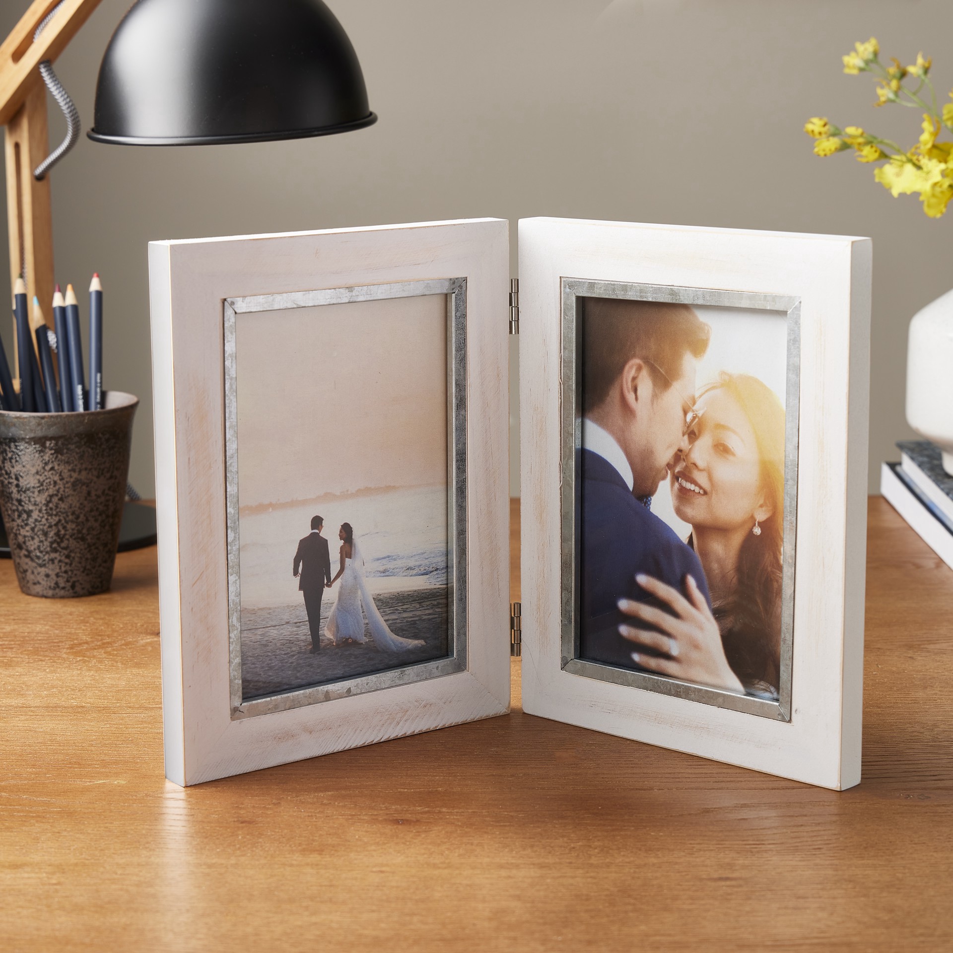 slide 3 of 4, Expressions 2 Opening 5" X 7" White Hinged Collage Frame By Studio Decor, 5 in x 7 in