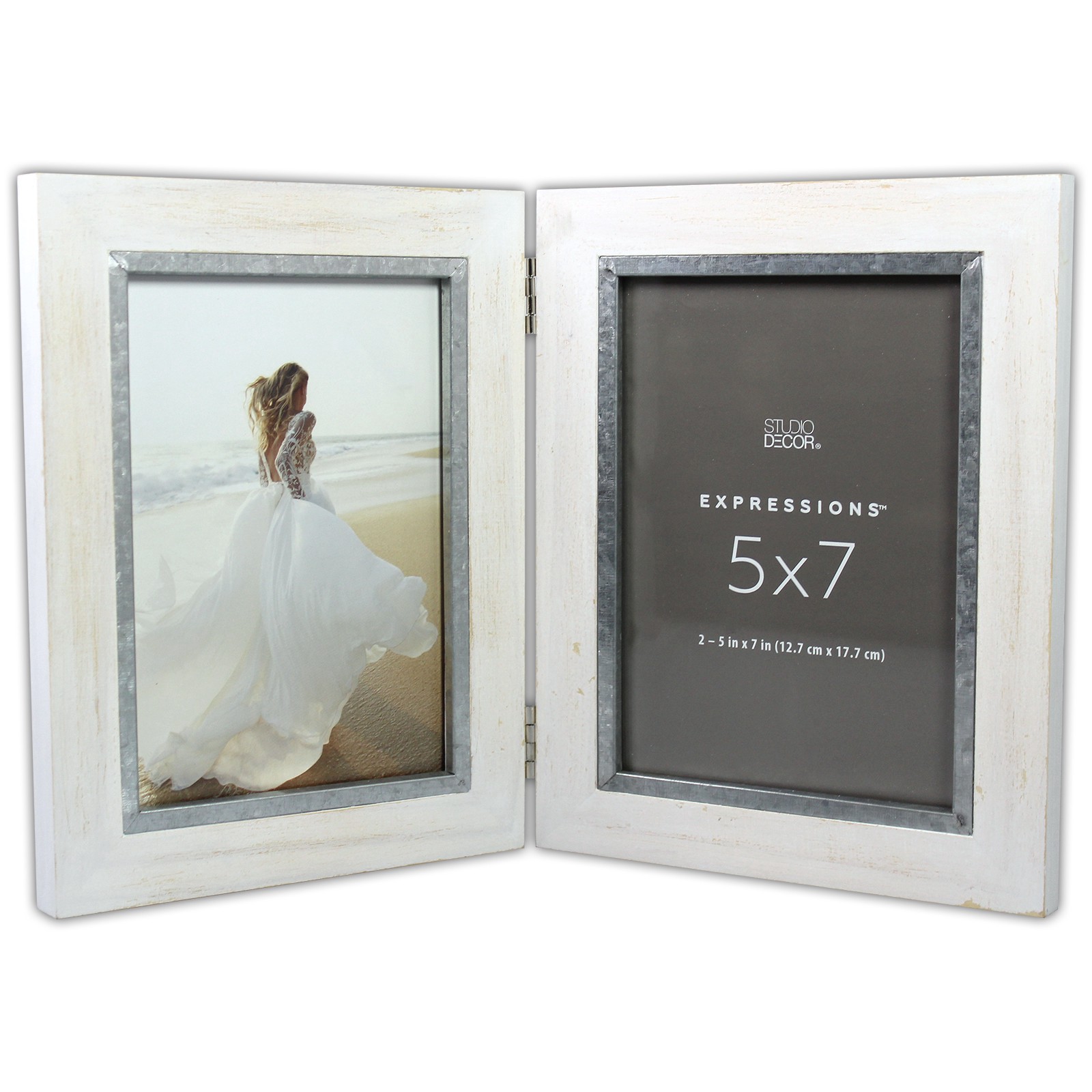 slide 2 of 4, Expressions 2 Opening 5" X 7" White Hinged Collage Frame By Studio Decor, 5 in x 7 in
