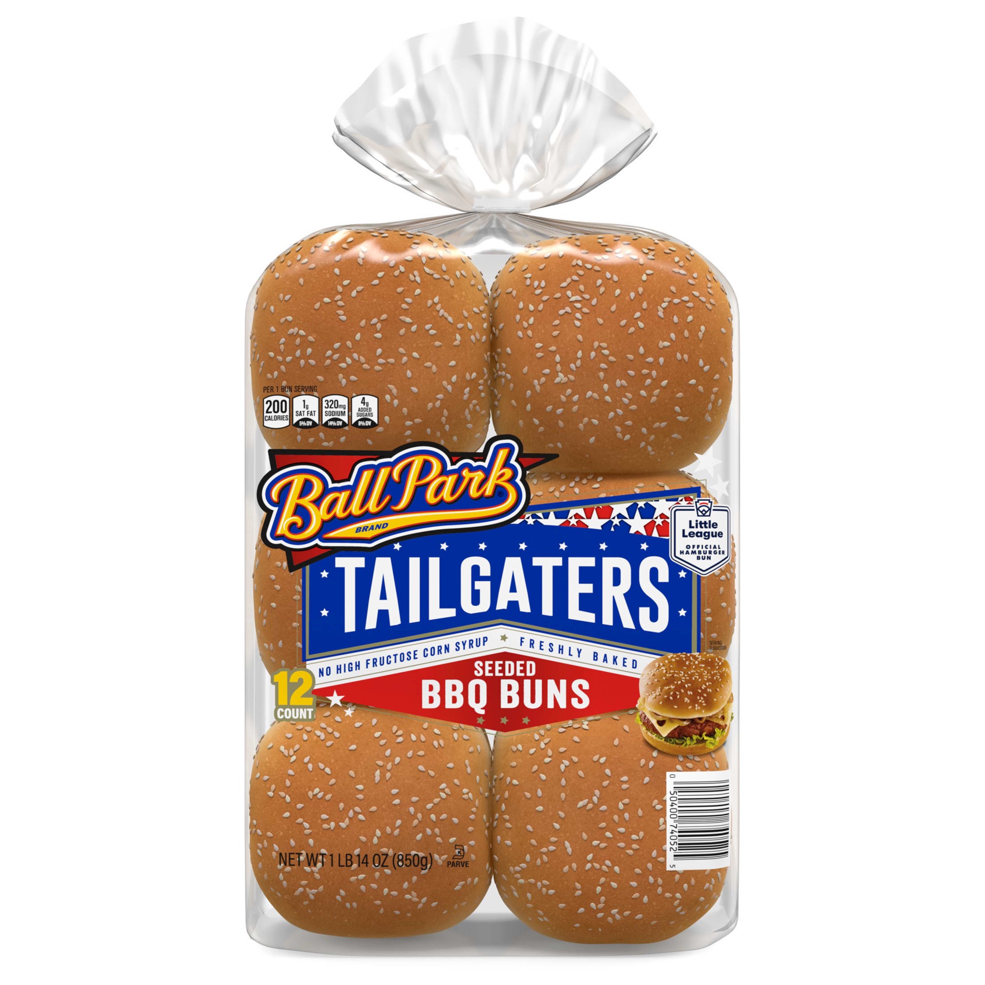 slide 2 of 8, Ball Park Tailgaters Seeded BBQ Buns, 12 count, Sesame Hamburger Buns, 30 oz Bag, 12 ct