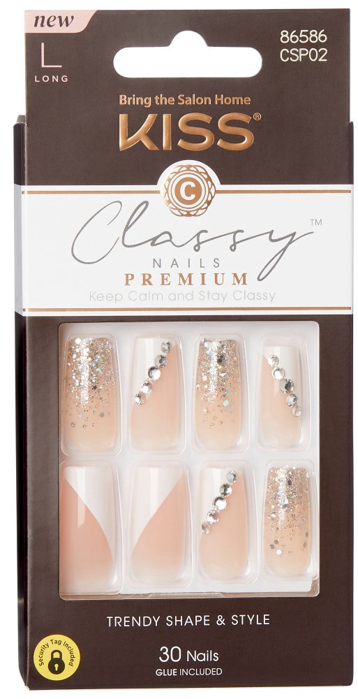 slide 2 of 6, Kiss Classy Gorgeous Premium Glue On Nails, 30 ct