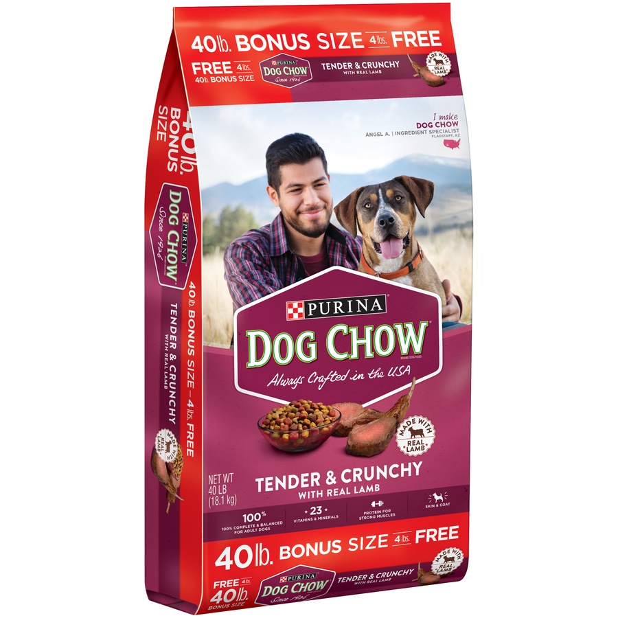 slide 3 of 7, Purina Dog Chow High Protein Dry Dog Food, Tender & Crunchy With Real Lamb & Turkey Flavor, 40 lb