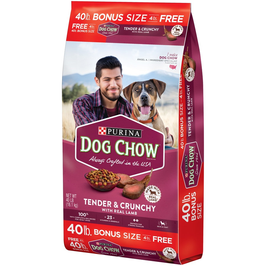 slide 4 of 7, Purina Dog Chow High Protein Dry Dog Food, Tender & Crunchy With Real Lamb & Turkey Flavor, 40 lb