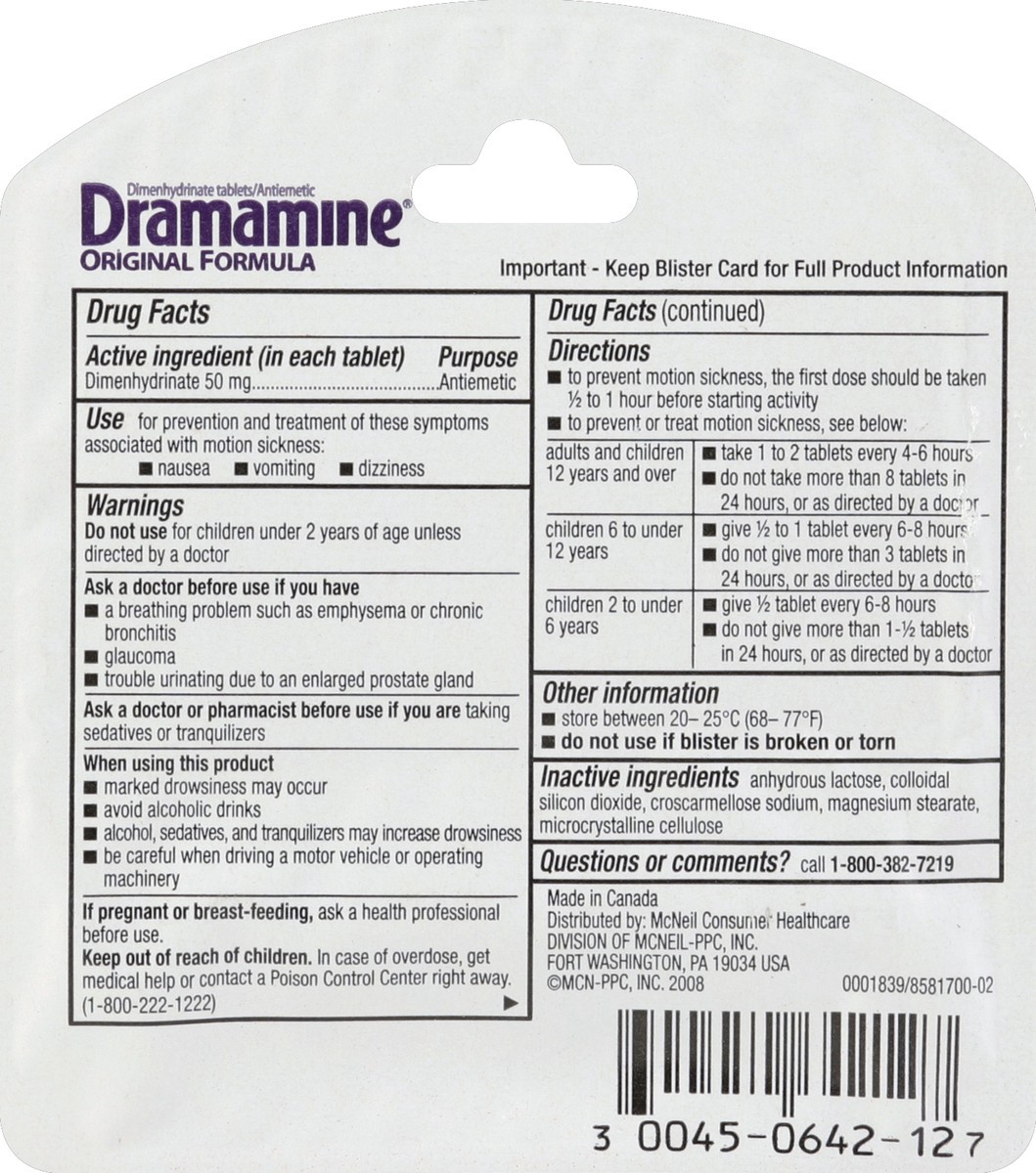 slide 3 of 3, Dramamine Motion Sickness Relief 12 ea, 12 ct