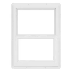 Project Source 20000S Series 17-1/2-in x 23-1/2-in White Exterior White Interior Vinyl New Construction Single Hung Window (Half Screen Included)