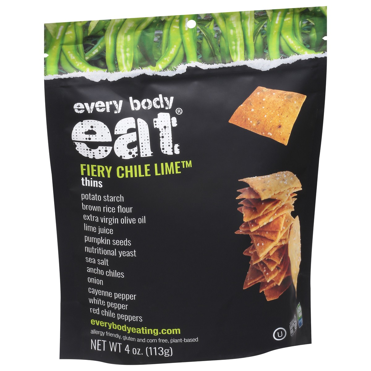 slide 9 of 9, Every Body Eat Fiery Chile Lime Thins 4 oz, 4 oz