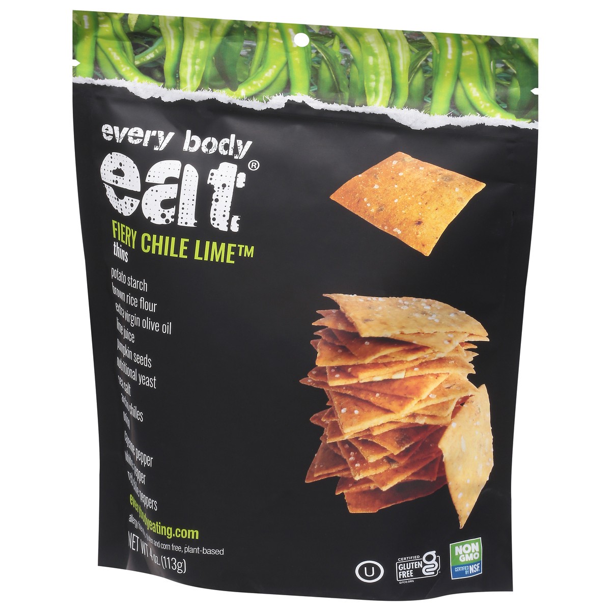 slide 2 of 9, Every Body Eat Fiery Chile Lime Thins 4 oz, 4 oz