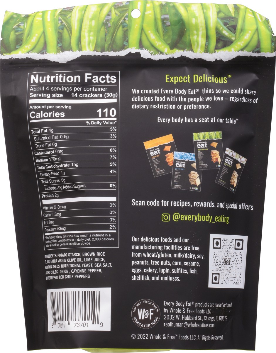 slide 3 of 9, Every Body Eat Fiery Chile Lime Thins 4 oz, 4 oz