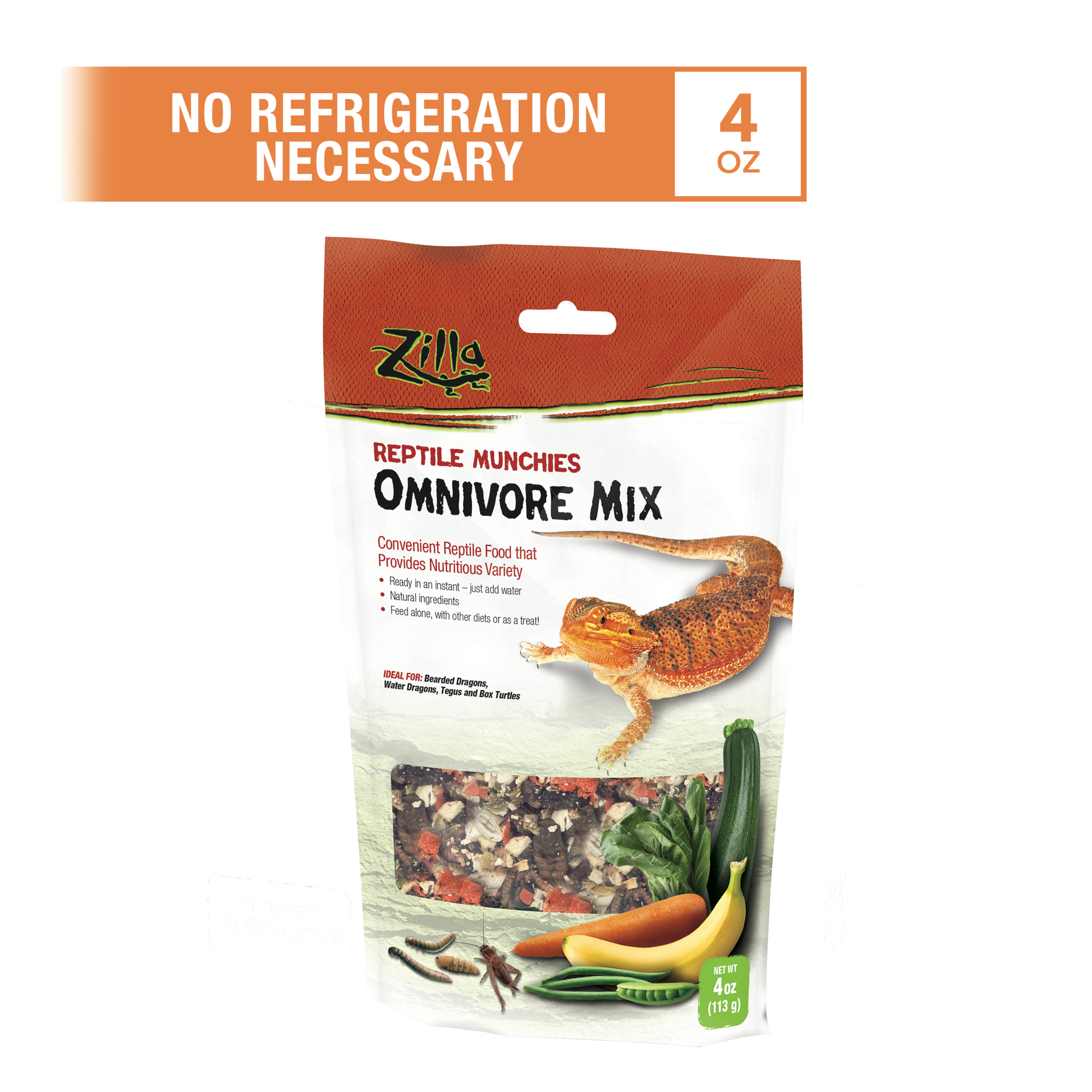 slide 10 of 10, Zilla Reptile Munchies Omnivore Resealable Bag, 4 Ounces, 1 ct