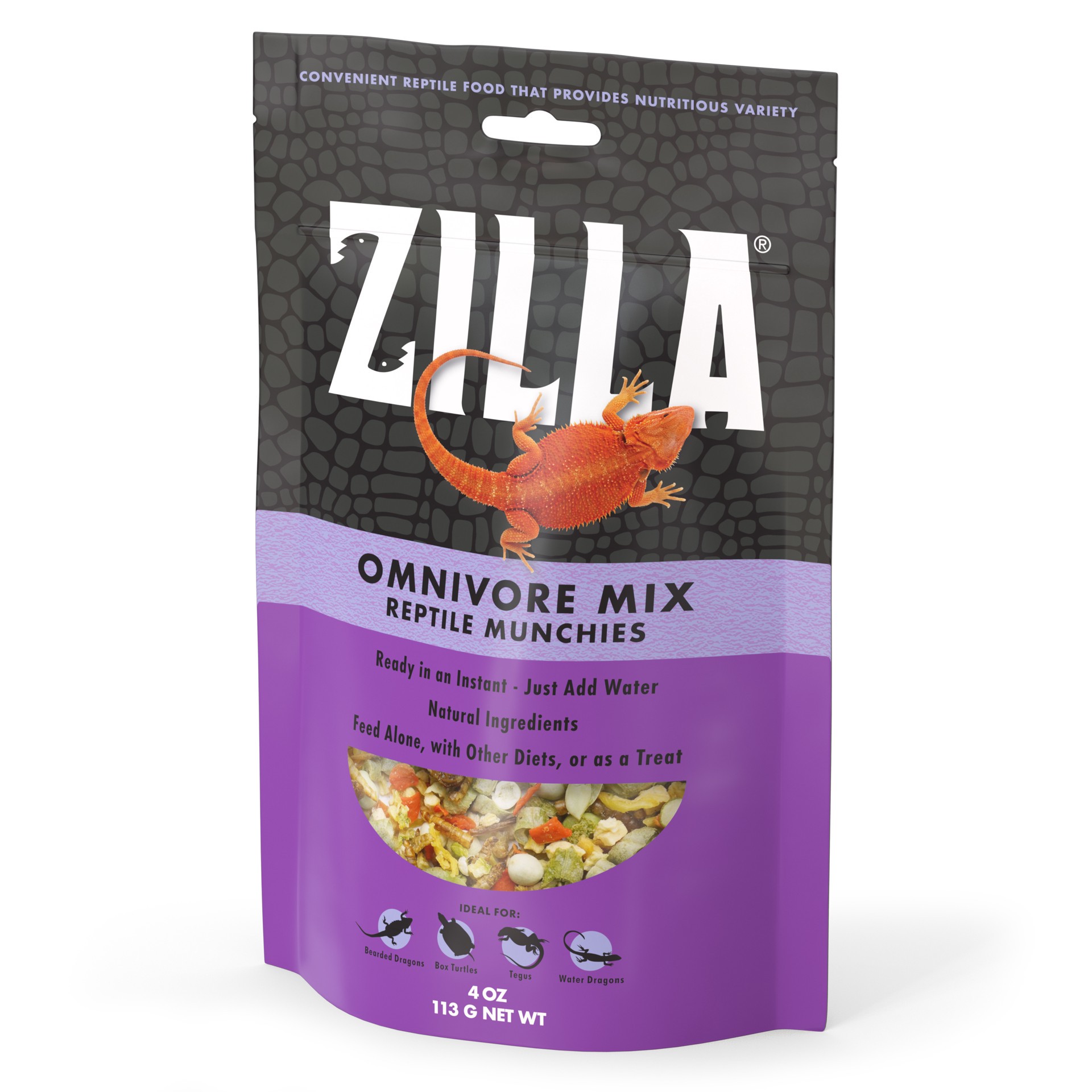 slide 1 of 10, Zilla Reptile Munchies Omnivore Resealable Bag, 4 Ounces, 1 ct
