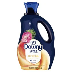 Downy Ultra Soft Plus Fresh Fabric Softener Liquid, Joyful, Island Hibiscus & Mango, 56 fl oz, 83 Loads, Downy Fabric Softener, Laundry Softener
