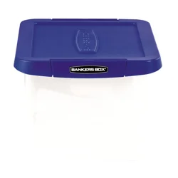 Bankers Box Heavy-Duty Plastic Portable File Box, Letter/Legal, Clear/Blue
