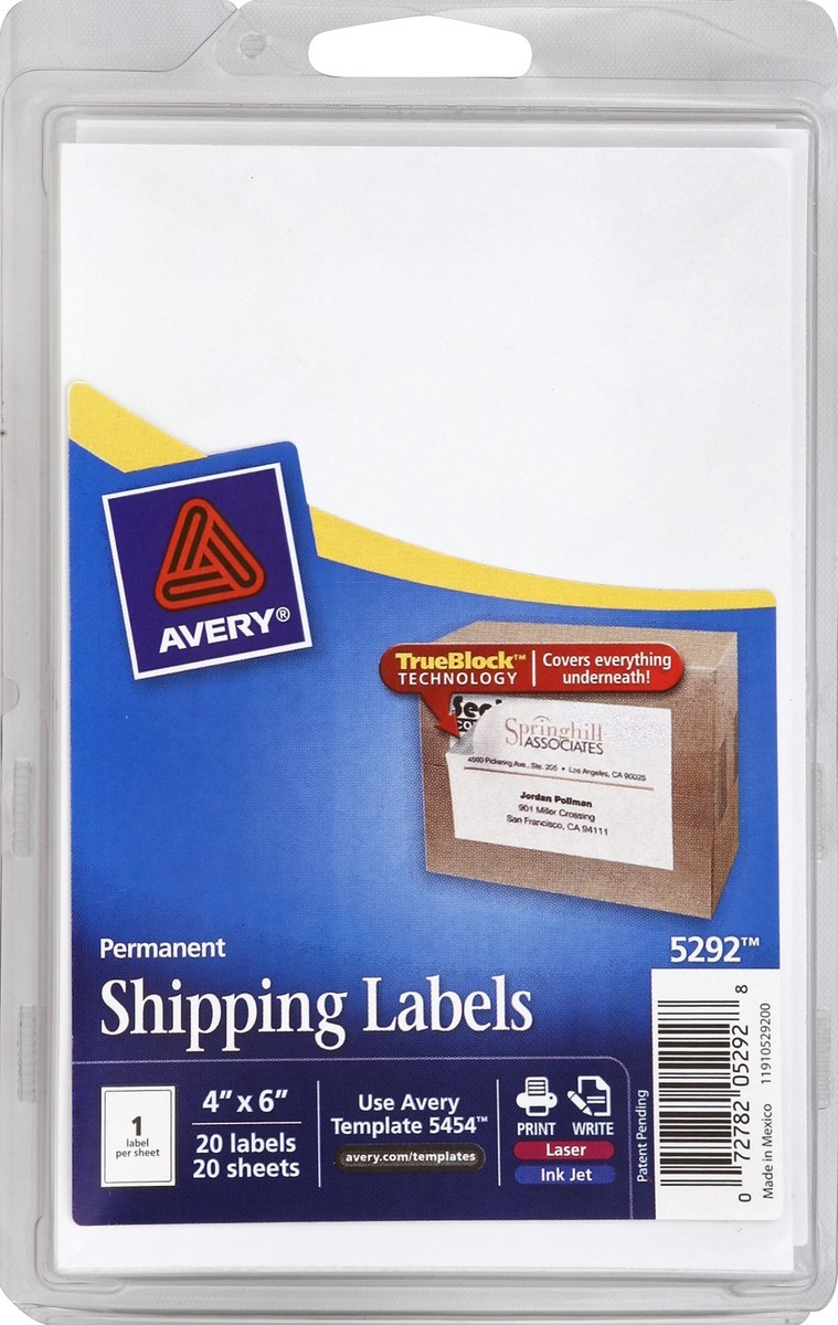 slide 2 of 2, Avery Shipping Labels 20 ea, 20 ct