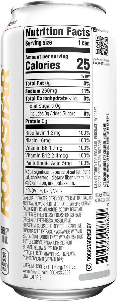 slide 5 of 7, Rockstar Energy Rockstar Sugar Free Energy Drink 16 Fl Oz Can, 16 fl oz