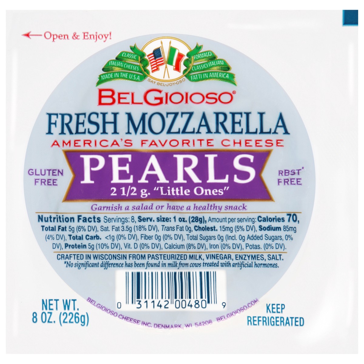 slide 1 of 8, BelGioioso Fresh Mozzarella Pearl Cheese, 8 oz