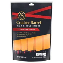 Cracker Barrel Rich & Bold Extra Sharp Yellow Cheddar Cheese, 10 ct Sticks