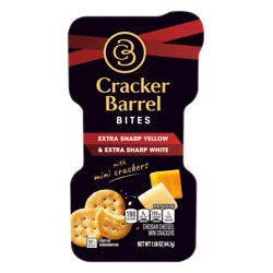 Cracker Barrel Bites with Extra Sharp Yellow & Extra Sharp White Cheddar Cheese with Butter Crackers, 1.58 oz Tray