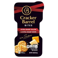 Cracker Barrel Bites with Extra Sharp Yellow & Extra Sharp White Cheddar Cheese with Butter Crackers, 1.58 oz Tray