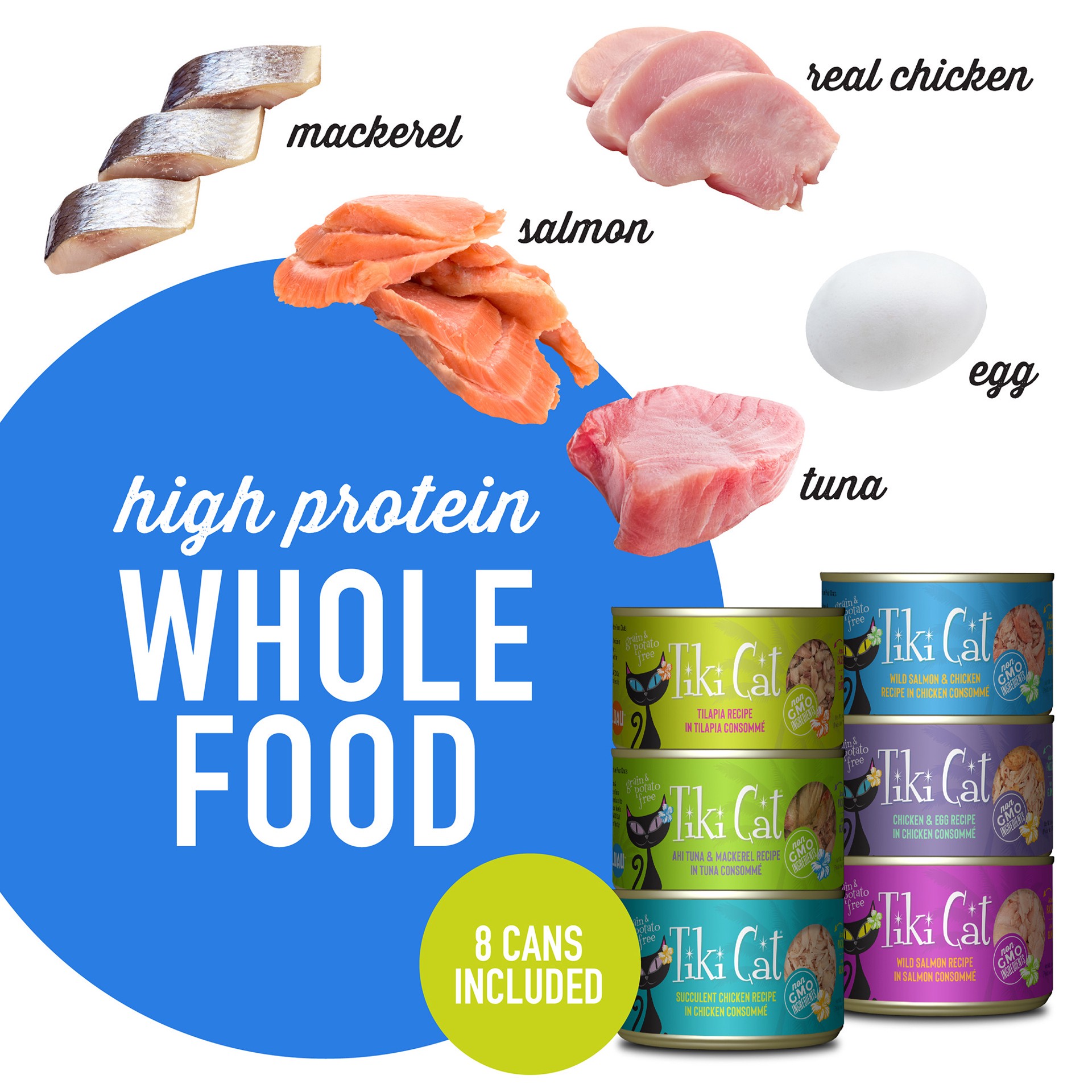 slide 4 of 7, Tiki Cat Luau Wet Cat Food, Variety Pack, 6 oz. Can (8 Count), 48 oz