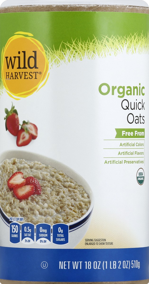 slide 6 of 7, Wild Harvest Organic Oatmeal Quick, 18 oz