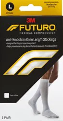 Futuro Anti-Embolism Knee Length Stockings, Unisex, White, Large