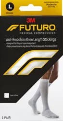 Futuro Anti-Embolism Knee Length Stockings, Unisex, White, Large