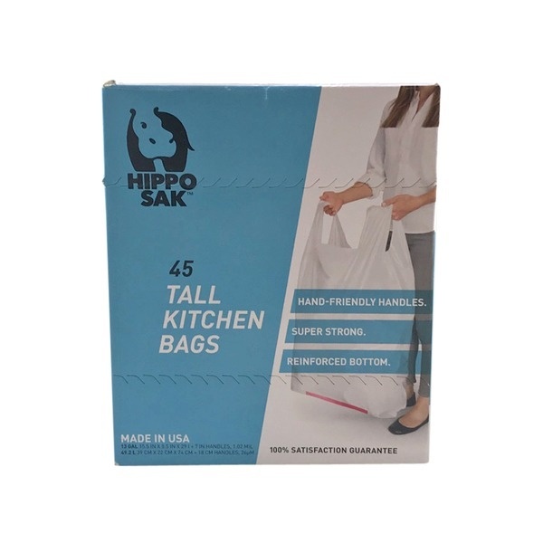 slide 1 of 1, Hippo Sak Tall Kitchen Trash Bags, 45 ct