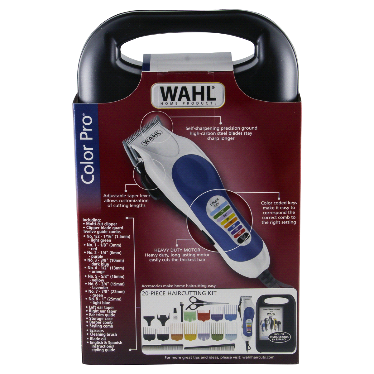 slide 2 of 8, Wahl Color Pro Men's Haircut Kit With Color Coded Guide Combs And Hard Storage Case - 79300-400, 20 ct