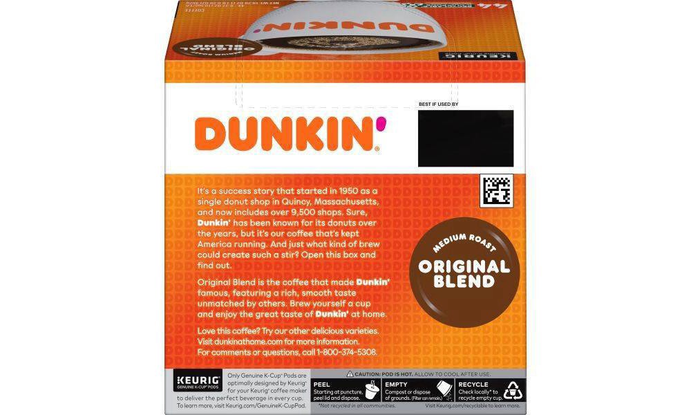 slide 6 of 19, Dunkin' K-Cup Pods Medium Roast Original Blend Coffee, 44 ct