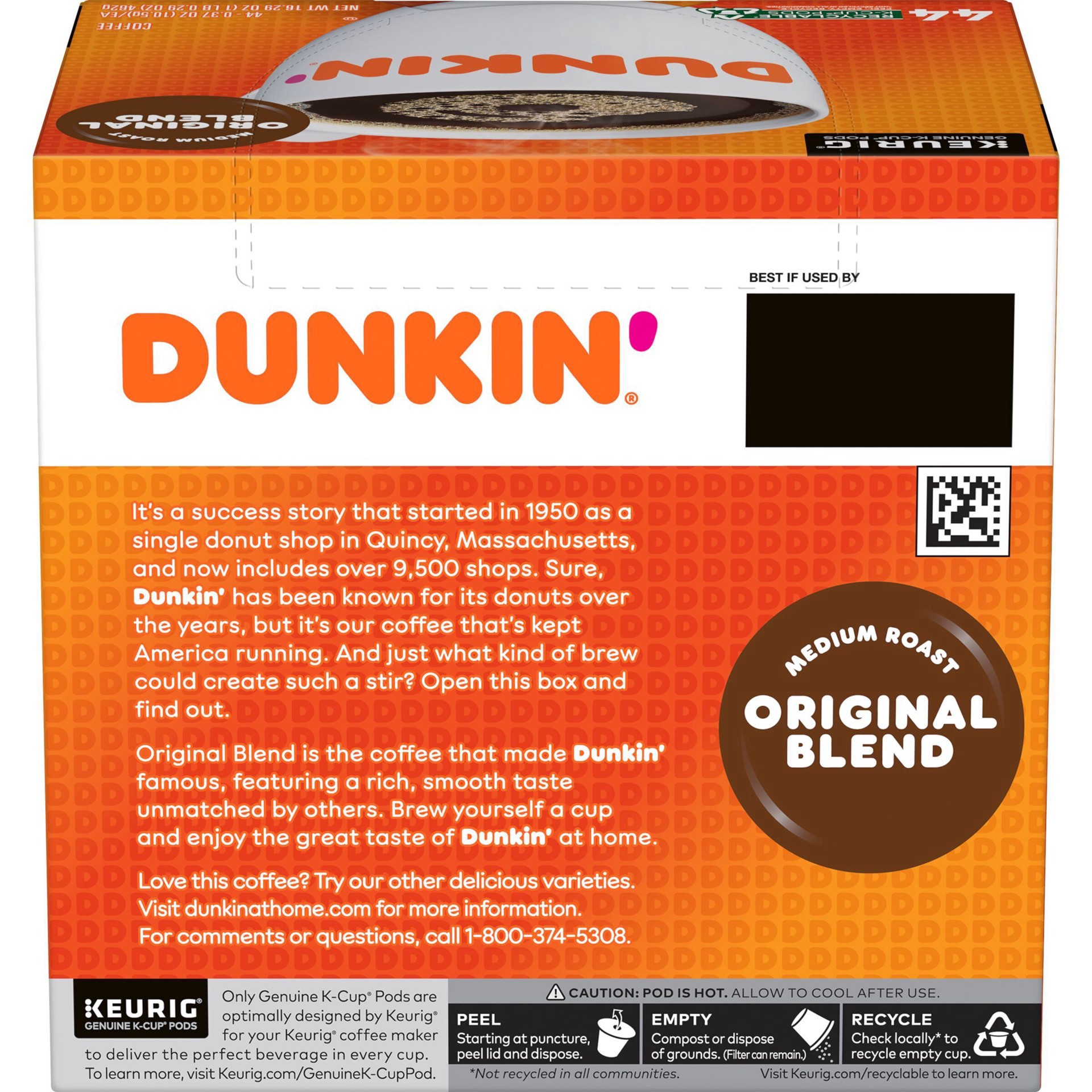 slide 12 of 19, Dunkin' K-Cup Pods Medium Roast Original Blend Coffee, 44 ct