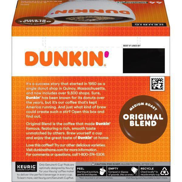slide 13 of 19, Dunkin' K-Cup Pods Medium Roast Original Blend Coffee, 44 ct