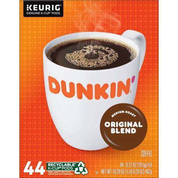 slide 10 of 19, Dunkin' K-Cup Pods Medium Roast Original Blend Coffee - 44 ct, 44 ct