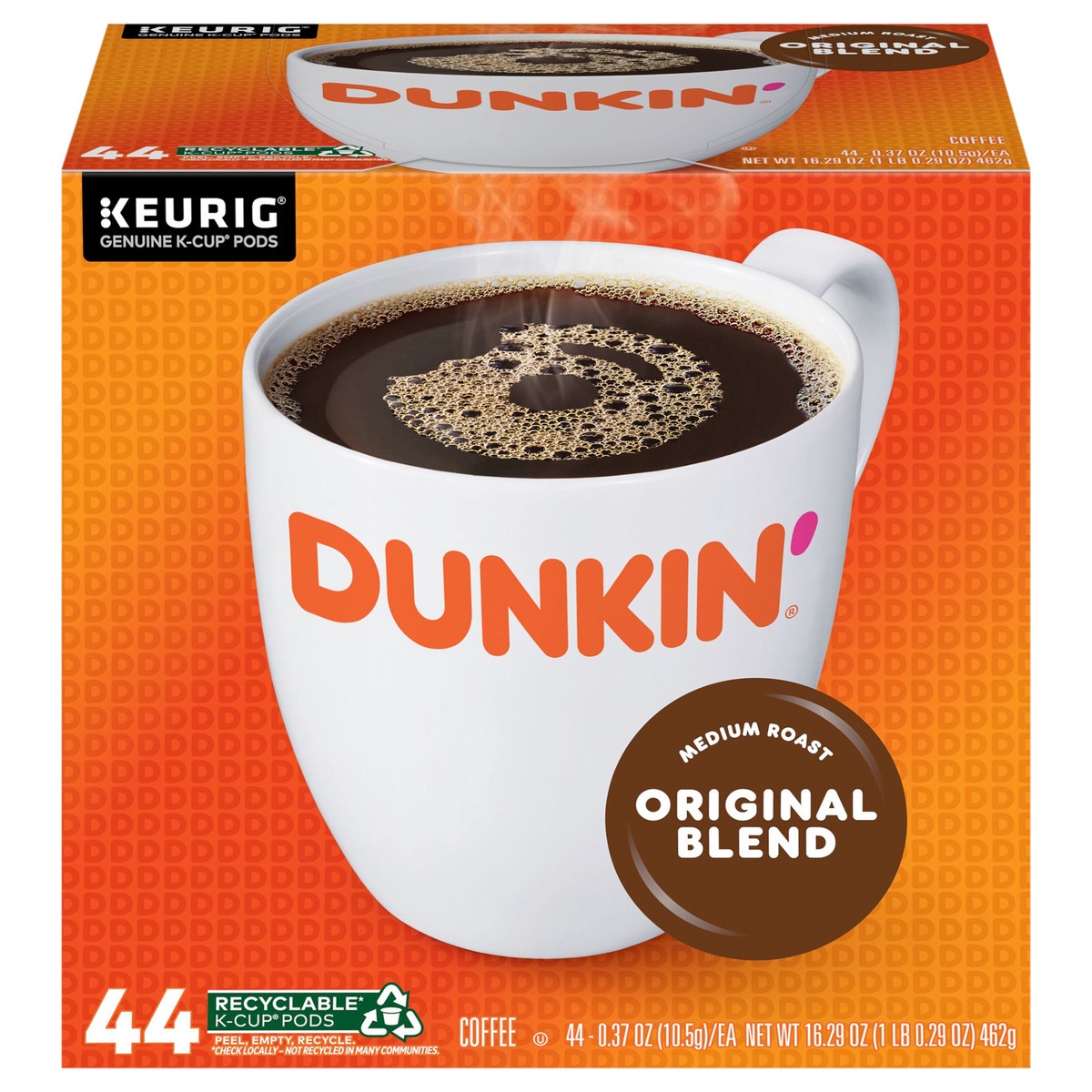 slide 1 of 19, Dunkin'' Dunkin'’ Original Blend Medium Roast Coffee, Keurig K-Cup Pods, 44 Count Box, 44 ct