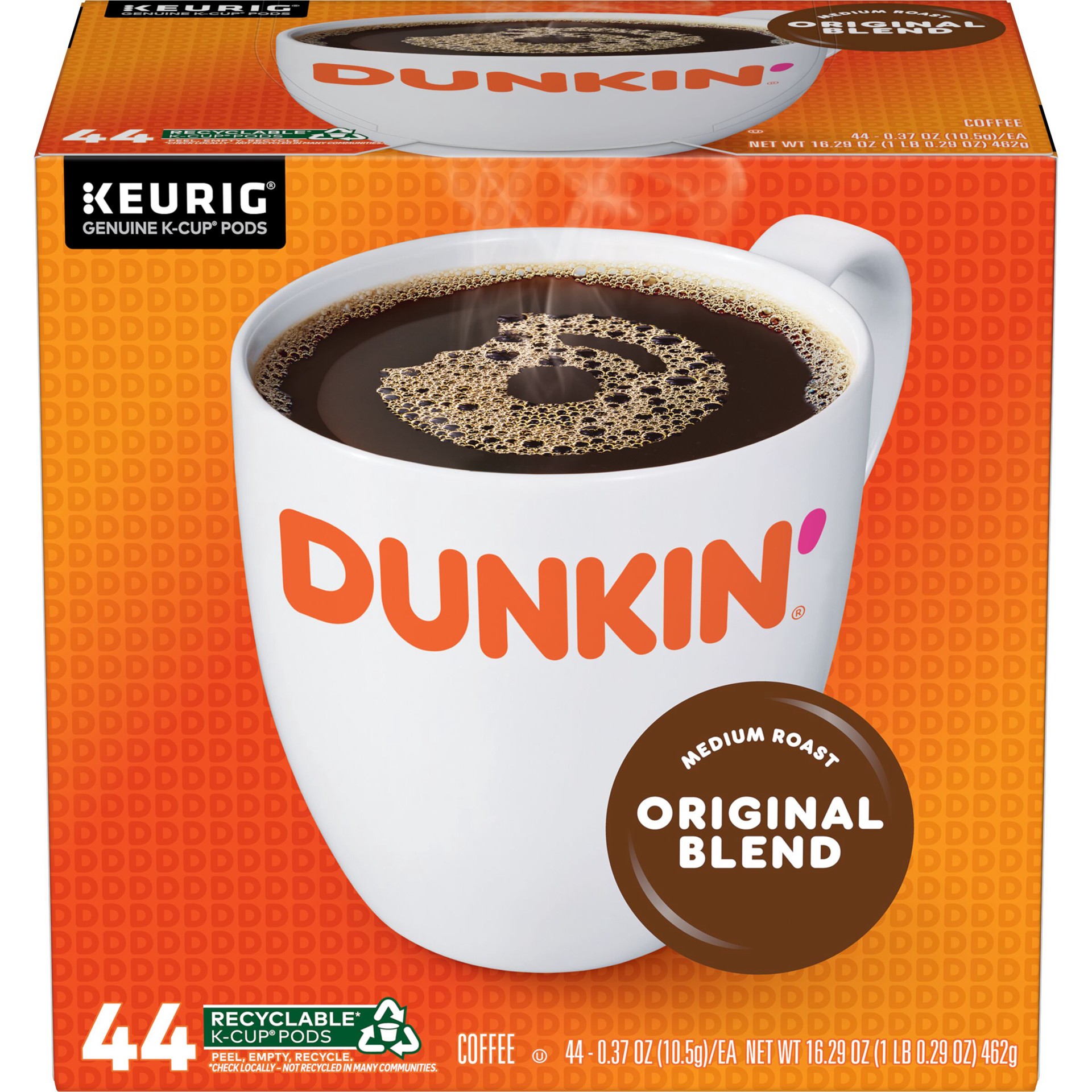 slide 1 of 19, Dunkin' K-Cup Pods Medium Roast Original Blend Coffee, 44 ct