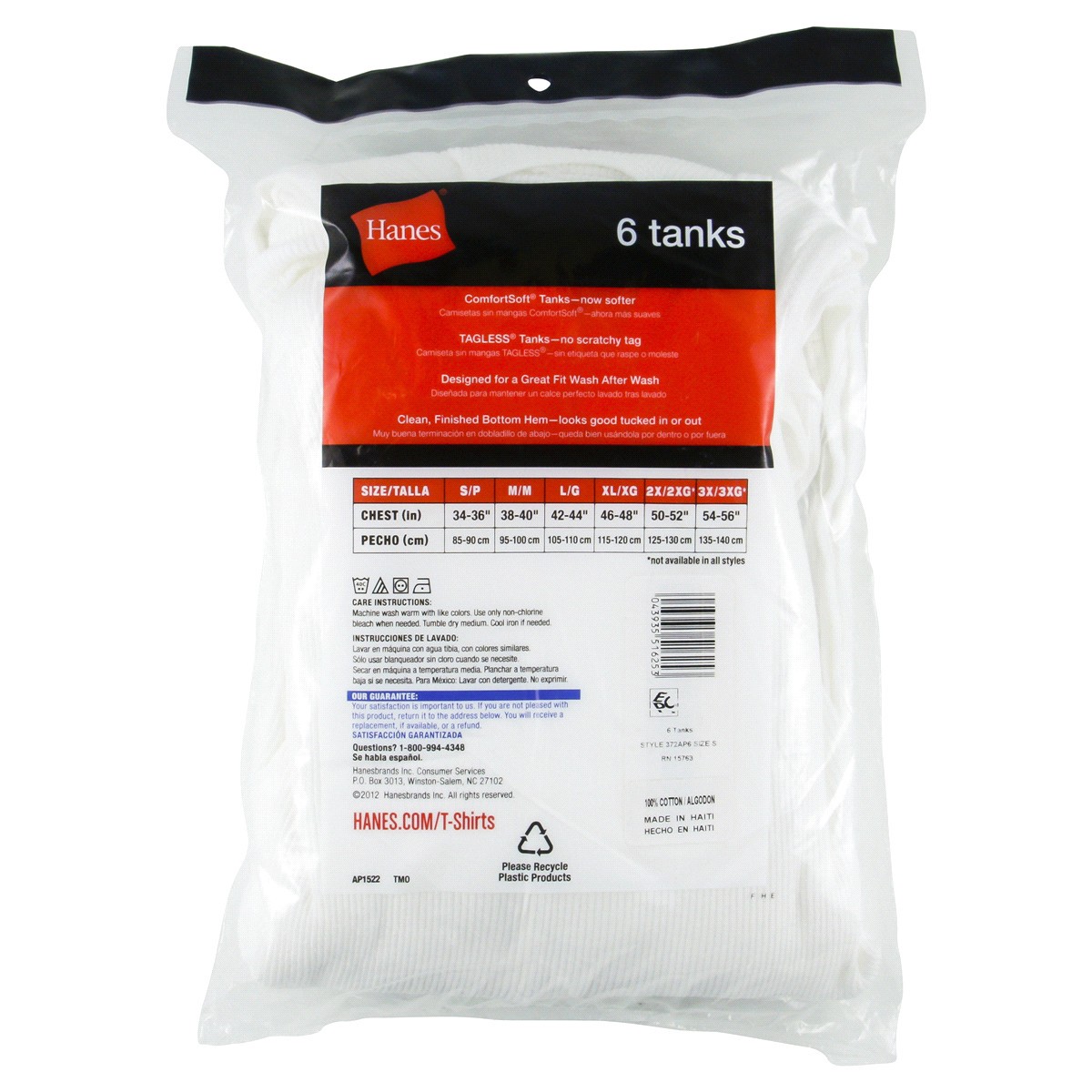 slide 2 of 2, Hanes Men's TAGLESS ComfortSoft White A-Shirt, Small, 6 ct