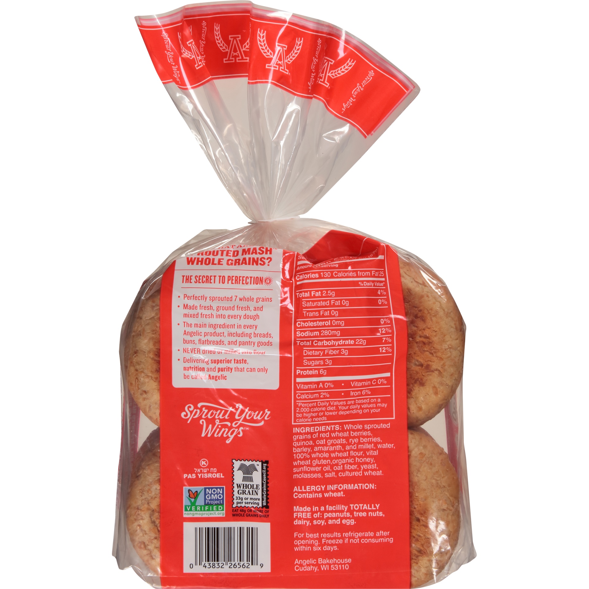 slide 6 of 8, Angelic Bakehouse 7 Sprouted Whole Grains Burger Buns 8 ct Bag, 8 ct