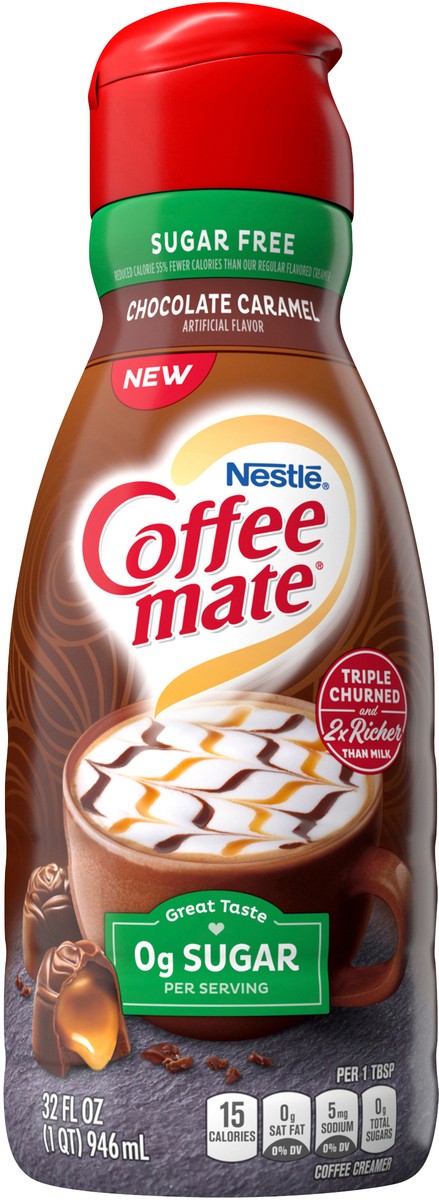 slide 5 of 7, Coffee mate Zero Sugar Chocolate Caramel Liquid Coffee Creamer, 32 oz