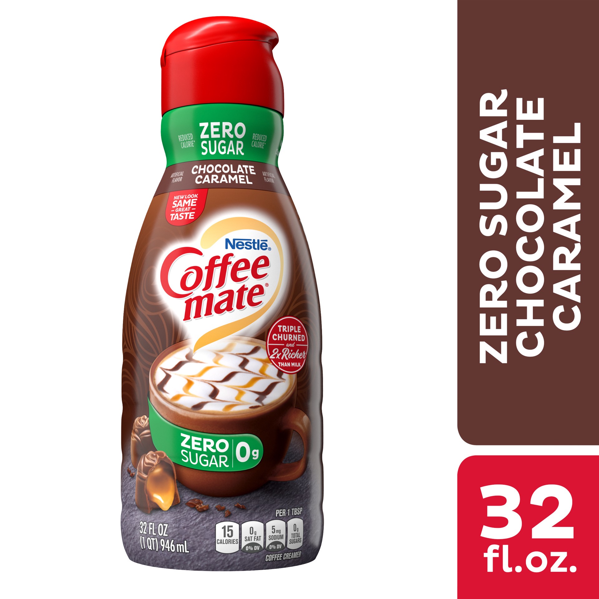 slide 1 of 7, Coffee mate Zero Sugar Chocolate Caramel Liquid Coffee Creamer, 32 oz