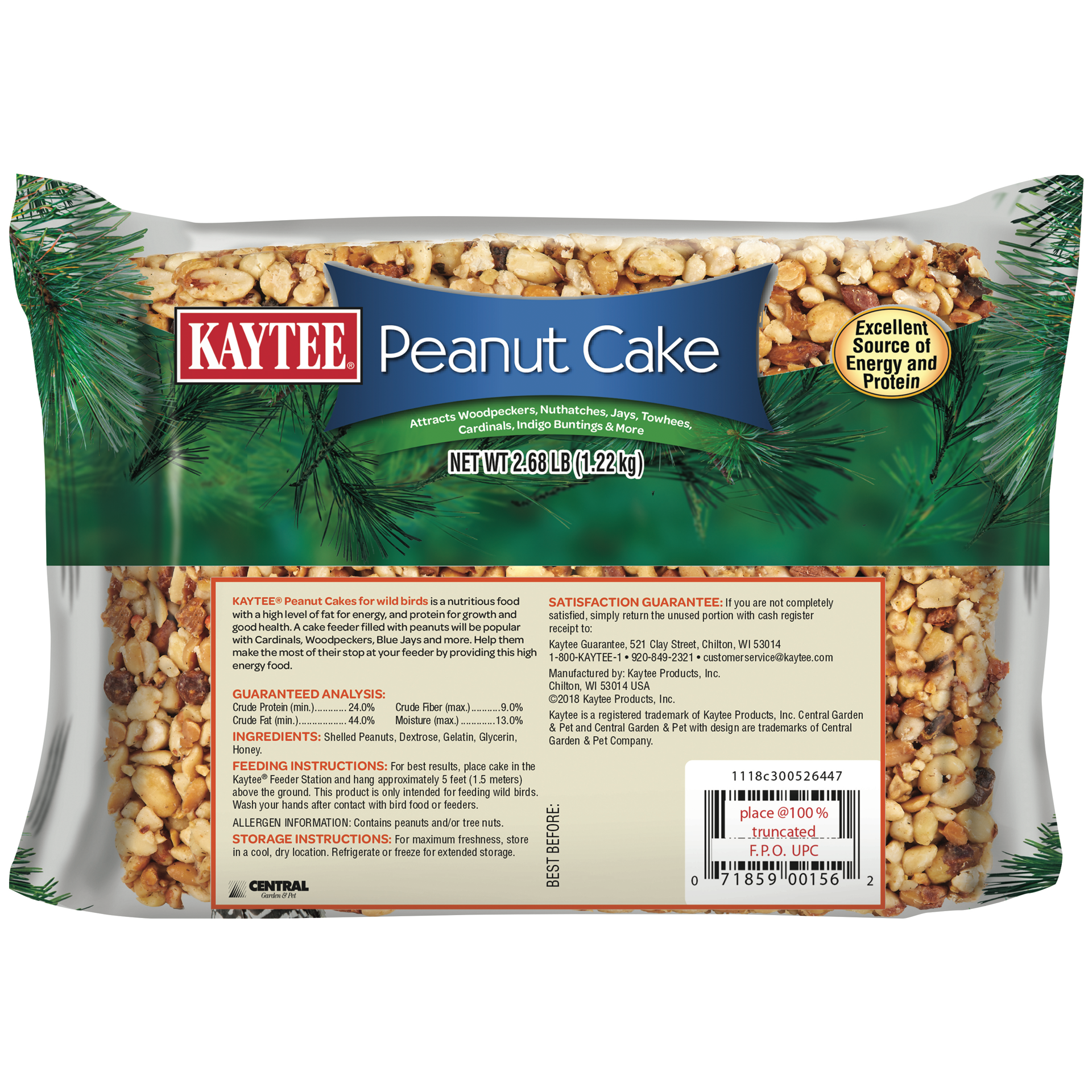 slide 2 of 3, Kaytee Wild Bird Peanut Cake, 2.68 lb, 2.68 lb