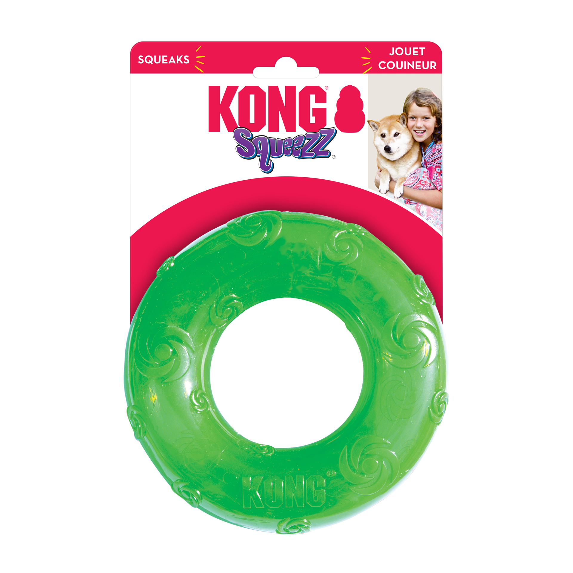 slide 3 of 4, KONG Squeezz Ring Assorted Lg, 1 ct