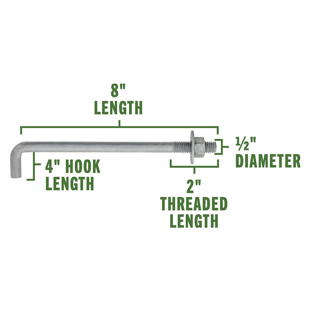 slide 2 of 6, Hillman 1/2-in 1/2-in x 8-in Galvanized Exterior Coarse Thread Anchor Bolt, 1 ct