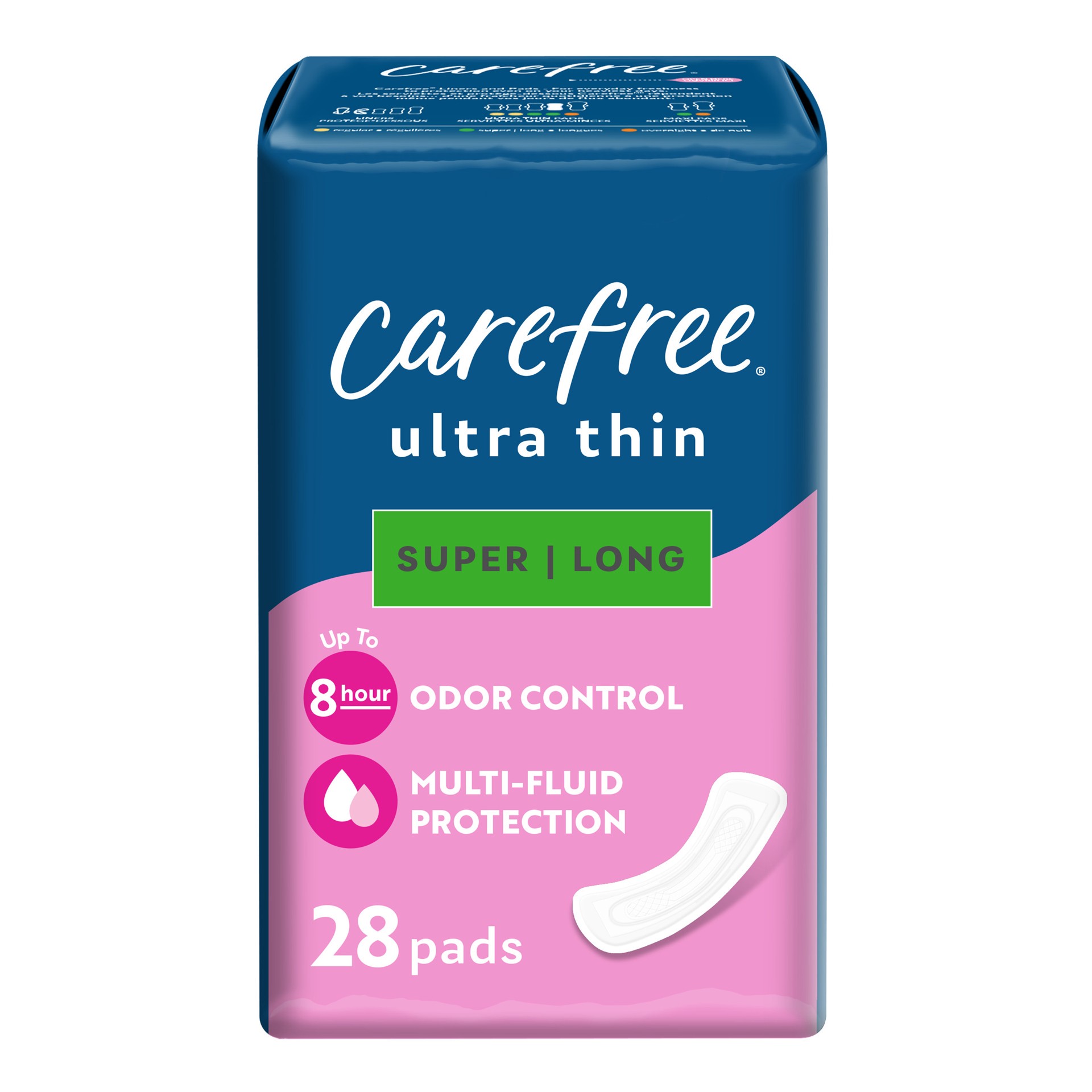 slide 2 of 3, Carefree Ultra Thin Pads, Super/Long Without Wings, 28Ct, 28 ct