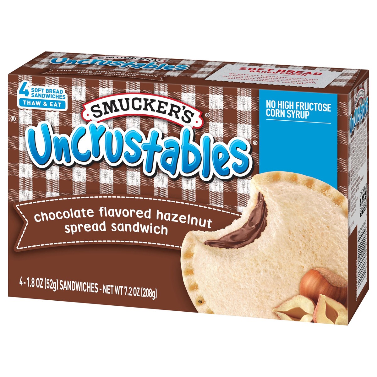 slide 5 of 11, Smucker's Uncrustables Chocolate Flavored Hazelnut Spread Sandwich, 4-Count Pack, 4 ct