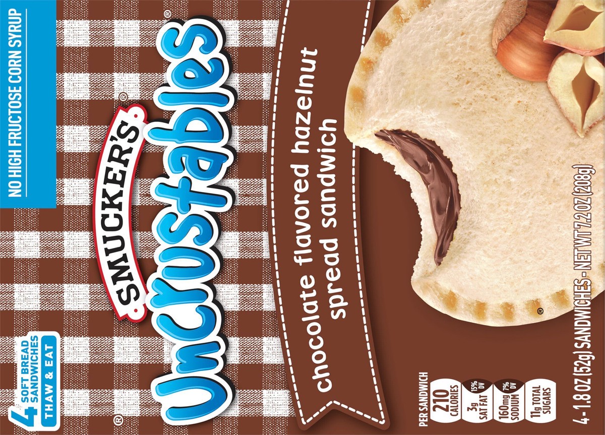 slide 4 of 11, Smucker's Uncrustables Chocolate Flavored Hazelnut Spread Sandwich, 4-Count Pack, 4 ct