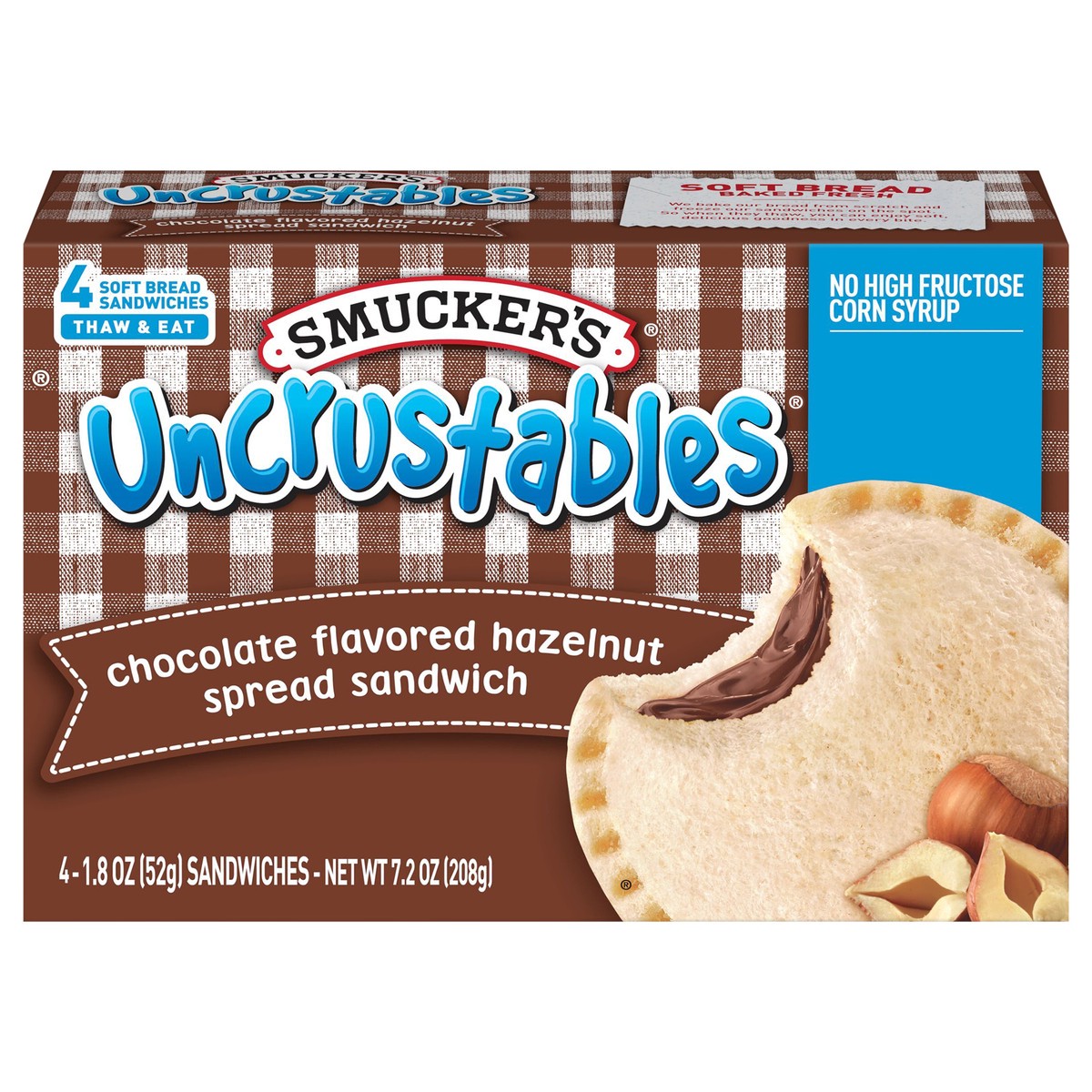 slide 8 of 11, Smucker's Uncrustables Chocolate Flavored Hazelnut Spread Sandwich, 4-Count Pack, 4 ct