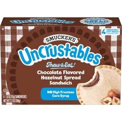 Smucker's Uncrustables Chocolate Flavored Hazelnut Spread Sandwich, 4-Count Pack