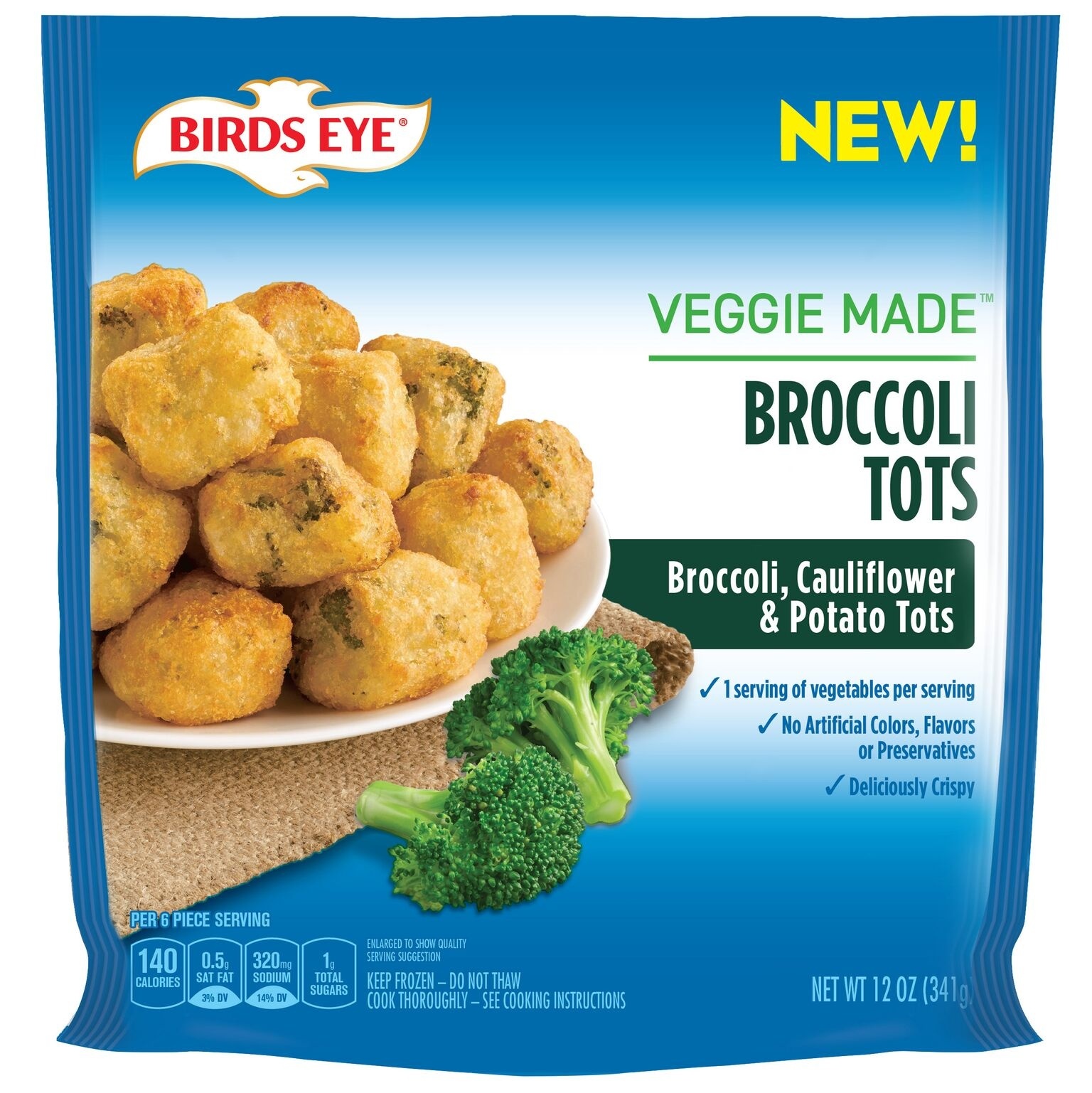 slide 1 of 6, Birds Eye Veggie Made Broccoli Tots, 12 oz