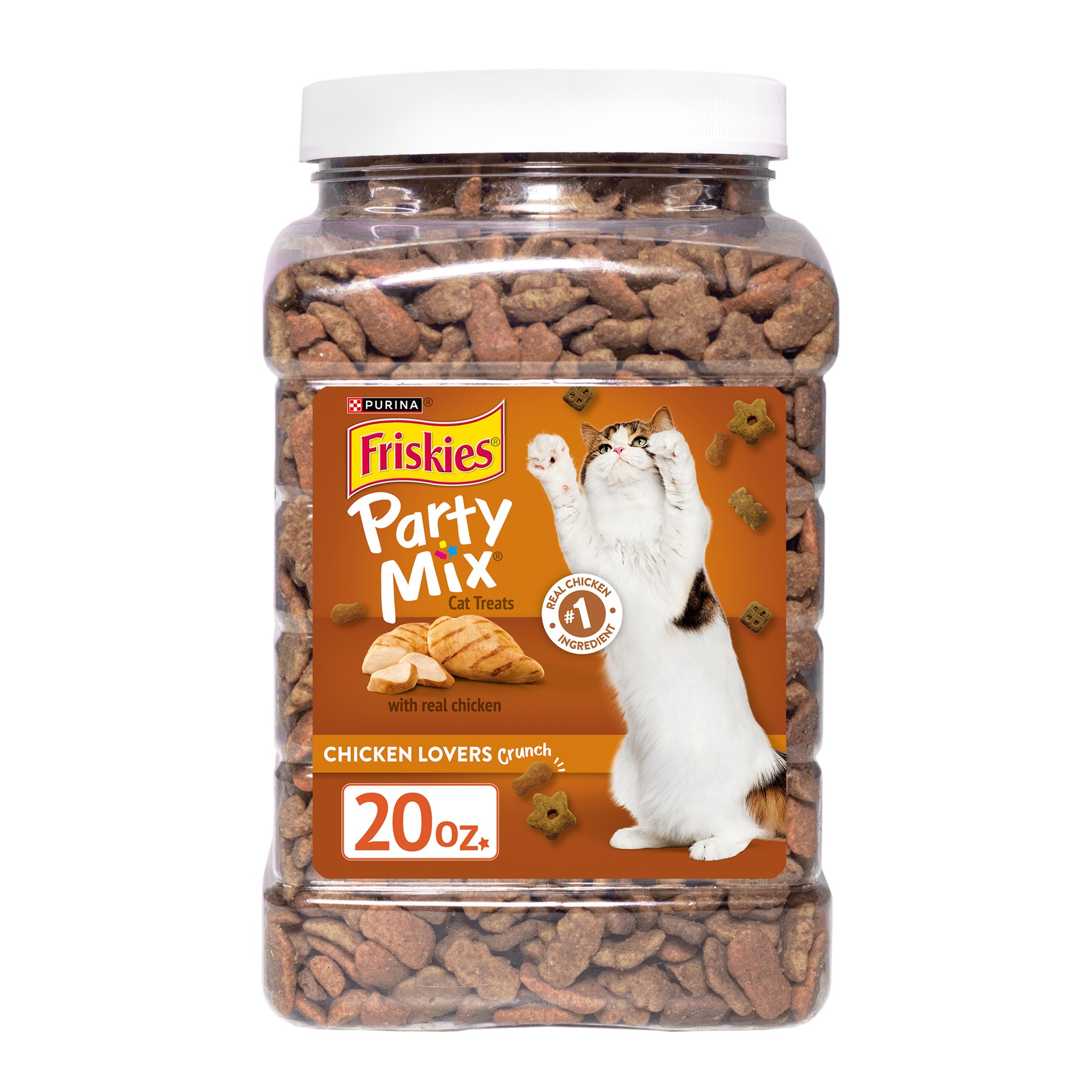 slide 1 of 9, Friskies Purina Friskies Cat Treats, Party Mix Chicken Lovers Crunch, 20 oz