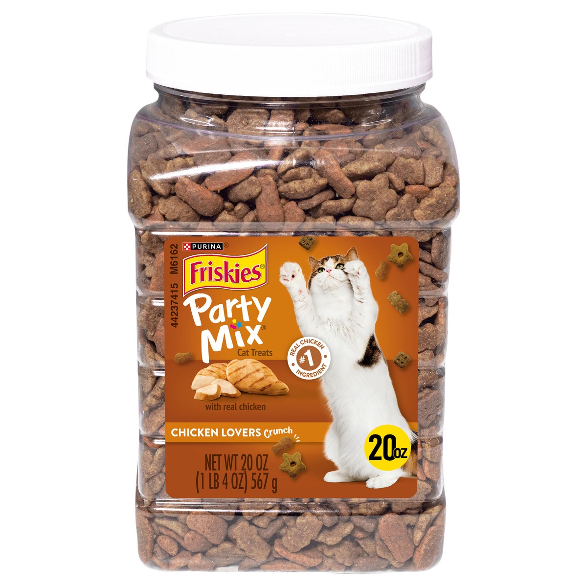 slide 1 of 9, Friskies Purina Friskies Cat Treats, Party Mix Chicken Lovers Crunch - 20 oz. Canister, 20 oz